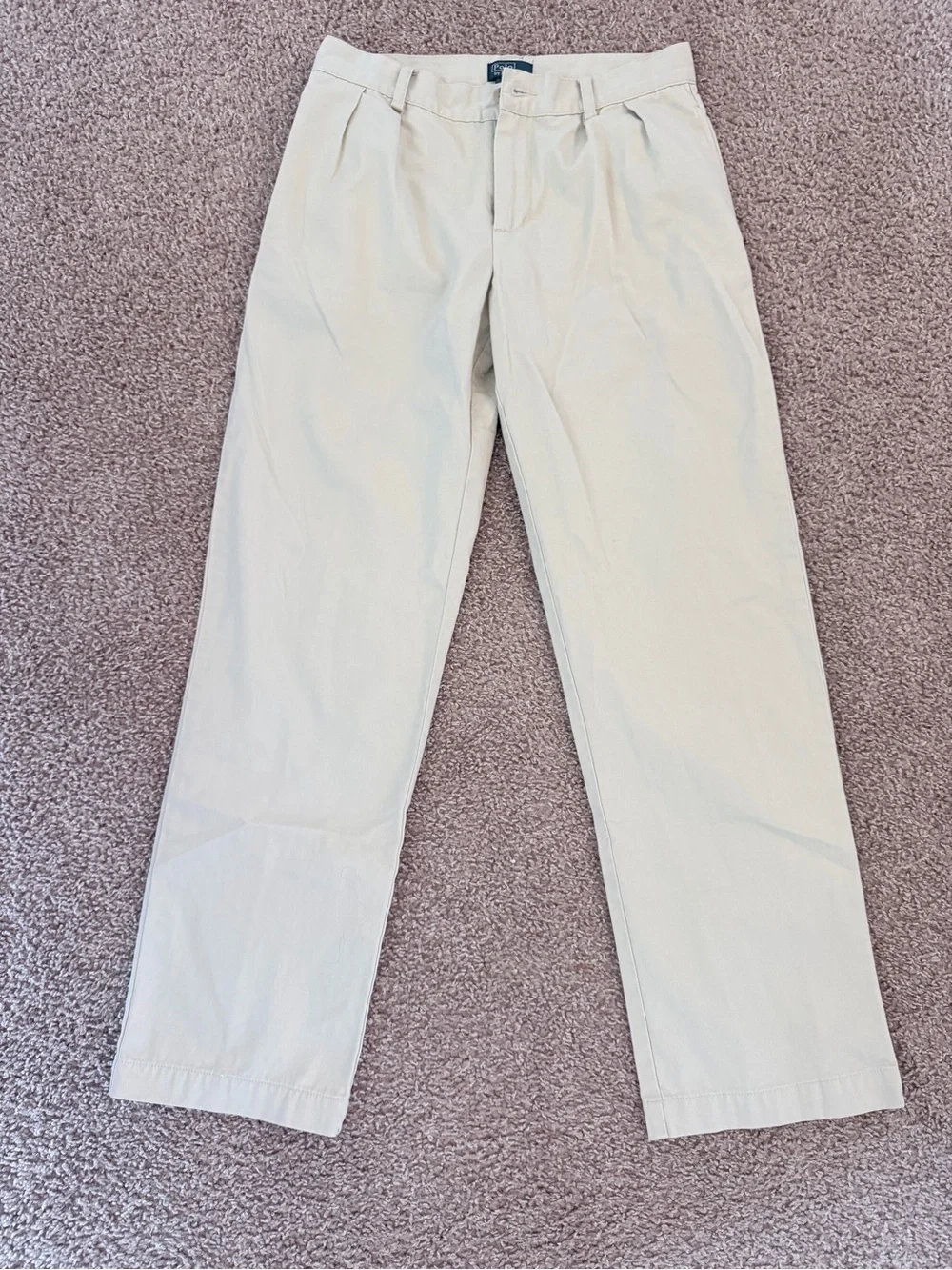 Ralph Lauren Big Boys/Youth’s Pleated Chinos in Light Beige size 16